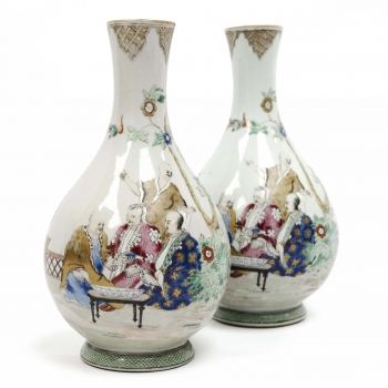 A rare pair of Cornelis Pronk 'Four Doctors' bottle vases