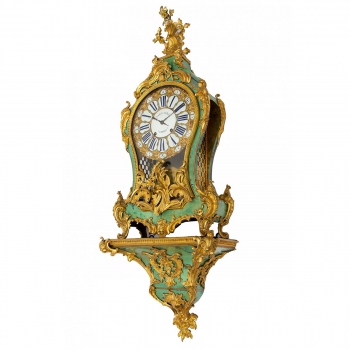 A Louis XV ormolu-mounted corne verte bracket clock