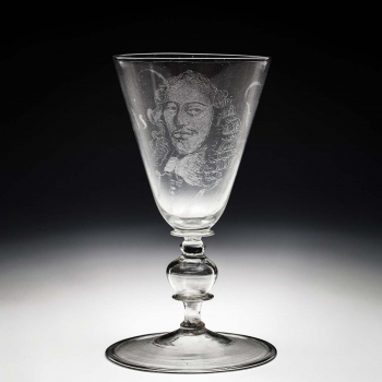 Een Nederlands Johann de Witt portretglas met diamantgravure