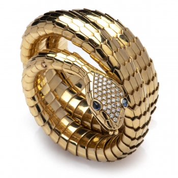 An 18k gold snake bracelet, by Van Esser